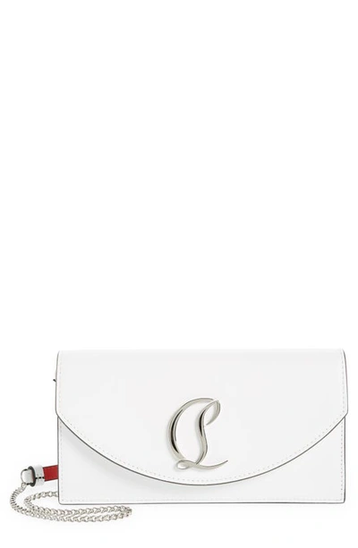 Christian Louboutin Loubi54 Calf Leather Clutch Shoulder Bag In Bianco