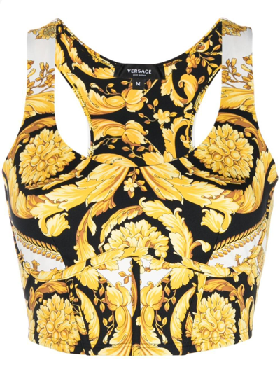 Versace Barocco Print Cropped Top In White