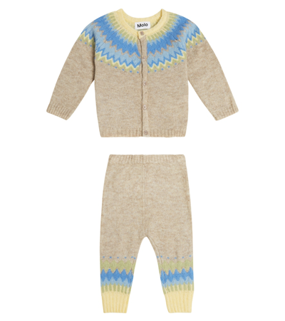 Molo Babies' 羊毛混纺开衫与裤装套装 In Multicoloured