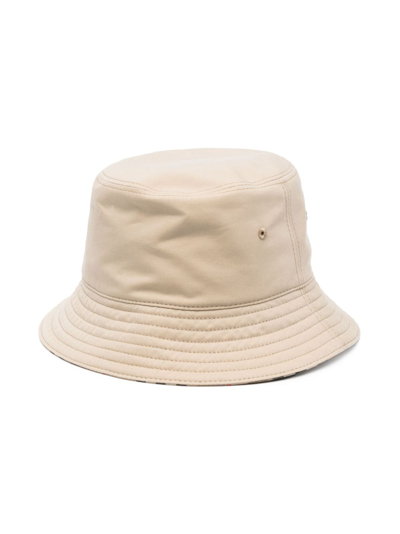 Burberry Kids' Check-print Reversible Bucket Hat In Brown