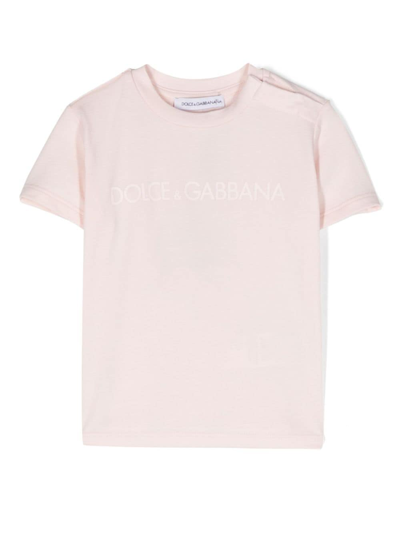 Dolce & Gabbana Babies' Logo-print Short-sleeve T-shirt In Pink