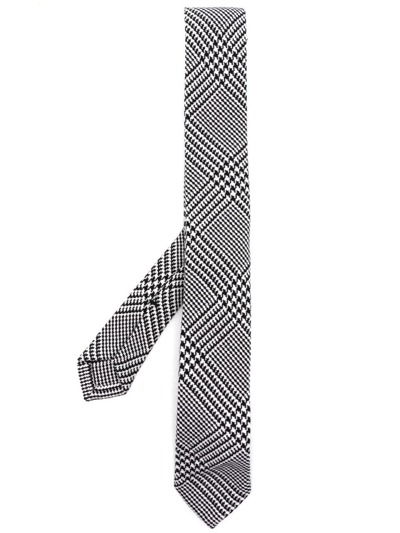 Thom Browne Houndstooth-check Wool Tie In Black