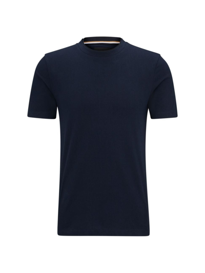 Hugo Boss Cotton-jersey T-shirt With Printed Logo In Blue