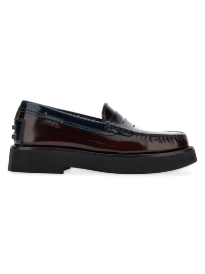 Tod's Women's Colourblocked Patent Leather Loafers In Navy Blue