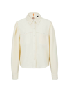 Hugo Boss Regular-fit Blouse With Popper Closures And Point Collar In White