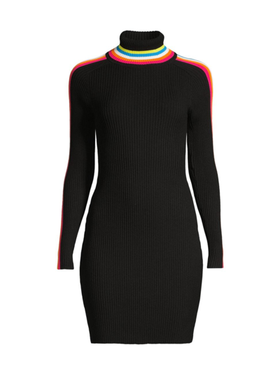 Milly Women's Racer-stripe Knit Body-con Minidress In Black Multi
