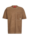 Hugo Cotton-jersey Oversize-fit T-shirt With Logo Patch In Light Brown