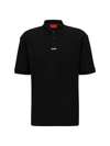 Hugo Boss Cotton-piqu Polo Shirt With Logo Print In Black