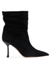 Hugo Boss High-heeled Ankle Boots In Suede With Pointed Toe In Black