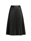 Milly Women's Rayla Pleated Vegan Leather Midi-skirt In Black