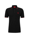 Hugo Cotton-piqu Slim-fit Polo Shirt With Logo Label In Black 001