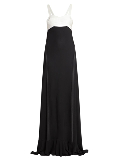 Victoria Beckham Cutout Train-hem Bra Maxi Dress In Black