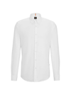 Hugo Boss Regular-fit Shirt In Easy-iron Cotton Poplin In White