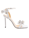 Mach & Mach 110mm Wonder Tulip Satin Sandals In White