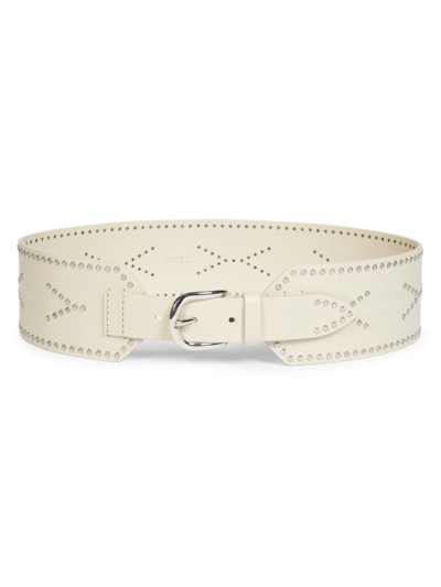 Isabel Marant Women's Telma Studded Leather Belt In Chalk