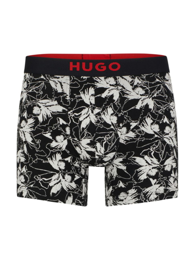 Hugo Boss Two-pack Of Stretch-cotton Boxer Briefs With Logo Waistbands In Patterned