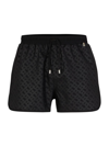 Hugo Boss Monogram-print Swim Shorts In Quick-drying Fabric In Black