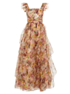 ALICE AND OLIVIA WOMEN'S JASMINA FLORAL RUFFLE GOWN