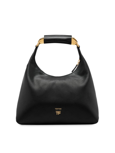 Tom Ford Women's Grain Leather Small Hobo Bag In Black (black)