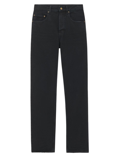 Saint Laurent Extreme Baggy Distressed-trim Relaxed-fit Jeans In Neo Carbon Black