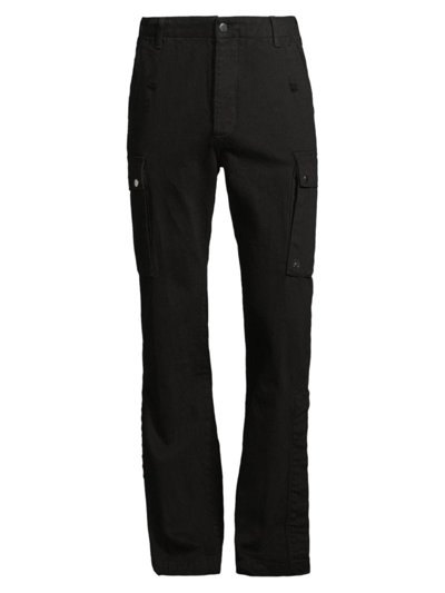 Amiri M65 Distressed Split Hem Kick Flare Leg Cargo Jeans In Black