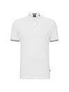 Hugo Boss Collarless Slim-fit Polo Shirt In Cotton Piqu In White