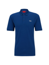 Hugo Boss Cotton-piqu Polo Shirt With Logo Print In Dark Blue