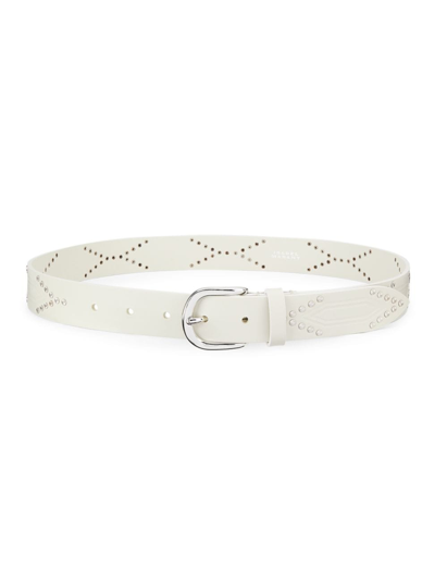 Isabel Marant Teddy Gd Studded Leather Belt In Chalk