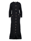 Balenciaga Tweed Maxi Dress With Logoed Buttons In Black