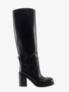Bottega Veneta Leather High Shaft Block Heel Boots In Nero