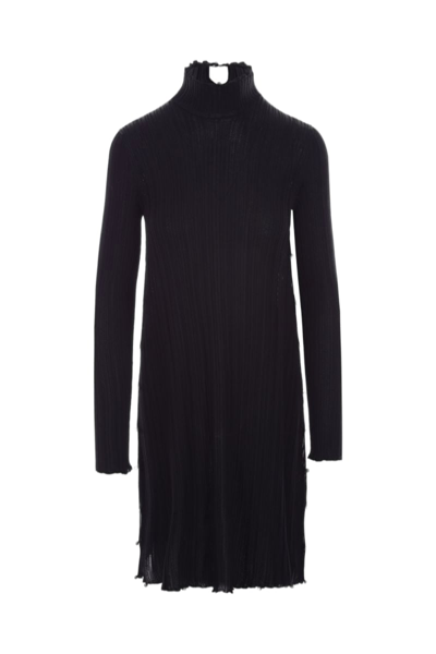 Bottega Veneta Knit Mini Dress Long Sleeves In Black