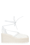 Bottega Veneta White Sporty Web Wedge Espadrilles