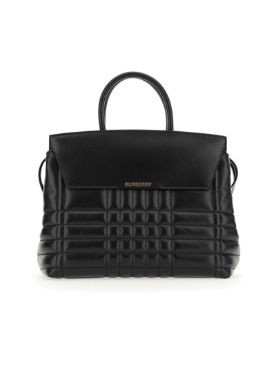 Burberry Logo Plaque Quilted Tote Bag In Black