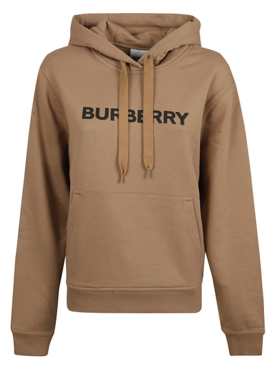 Burberry Poulter Hoodie With Logo Print In Beige