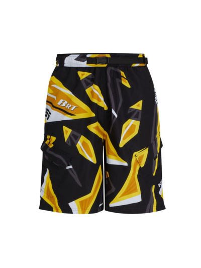 Hugo Boss Quick-drying Swim Shorts In Seasonal-print Recycled Fabric In Light Yellow