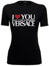 Versace Black Printed Logo T-shirt In Black