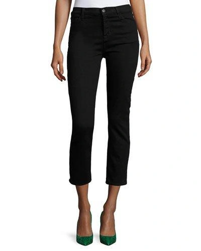 J Brand Ruby High Rise Crop Jeans In Shadow Black