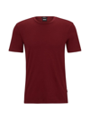 Hugo Boss Slim-fit Short-sleeved T-shirt In Mercerized Cotton In Dark Red