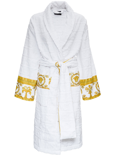 Versace Cotton Bathrobe With Amplified Medusa Print In White