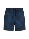 HUGO MEN'S QUICK-DRYING SWIM SHORTS WITH SIGNATURE PRINT