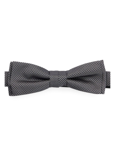 Hugo Boss Italian-made Bow Tie In Micro-pattern Silk Jacquard In Silver