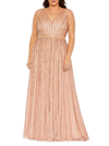Mac Duggal Women's Embellished V-neck Gown In Apricot