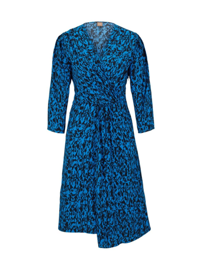 Hugo Boss Wrap-front V-neck Dress With Seasonal Print In Patterned