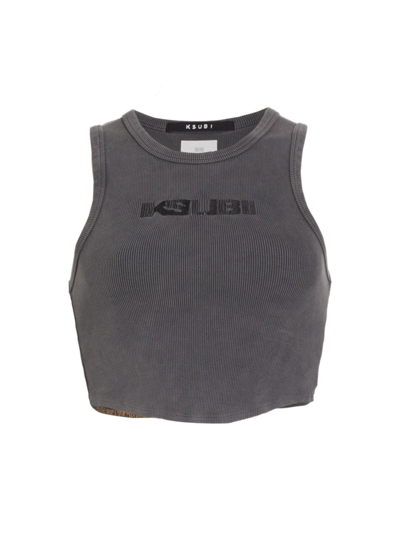 Ksubi Women's Logo Cropped Tank Top In Grey