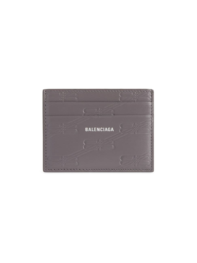 Balenciaga Men's Embossed Monogram Card Case In Box In Grey