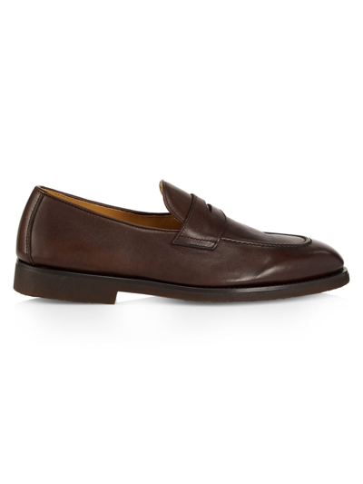 Brunello Cucinelli Men's Leather Penny Loafers In Brown