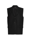 Theory Tailored Vest In Wool Flannel In Black