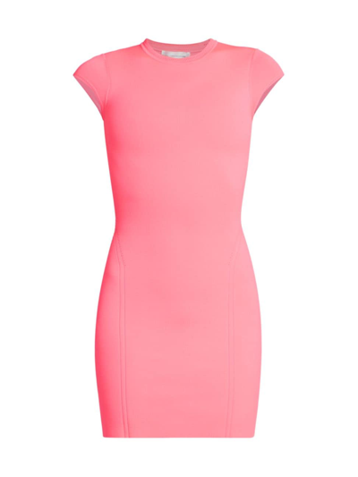 Victoria Beckham Cap-sleeve Fitted Knit Mini Dress In Pink
