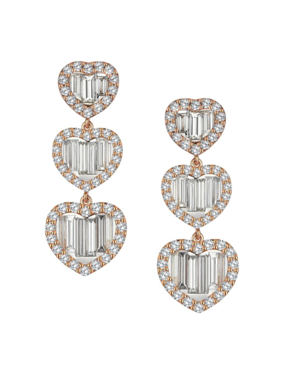 Mevaris Women's Love United Love 18k Rose Gold & 3.57 Tcw Diamonds Drop Earrings