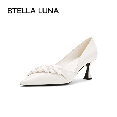 Stella Luna 女鞋春夏季单鞋时尚尖头羊皮酒杯跟白色高跟鞋 In White